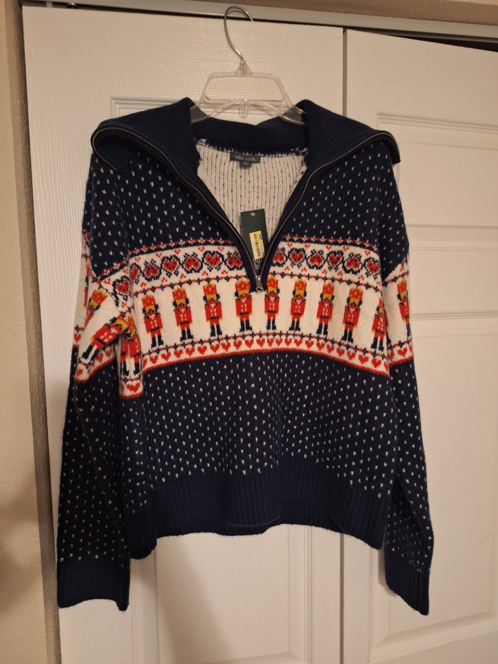wild fable Navy and Cream Fair Isle Zip Sweater - Picture 1 of 3